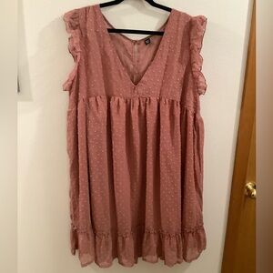 SHEIN Dusty Rose Ruffle Mini Dress